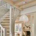 Wicker Rattan Pendant Adjustable Hanging Light Farmhouse Boho Modern Cream White 12 Etl Listed 1-light Handwoven Shade Matching 