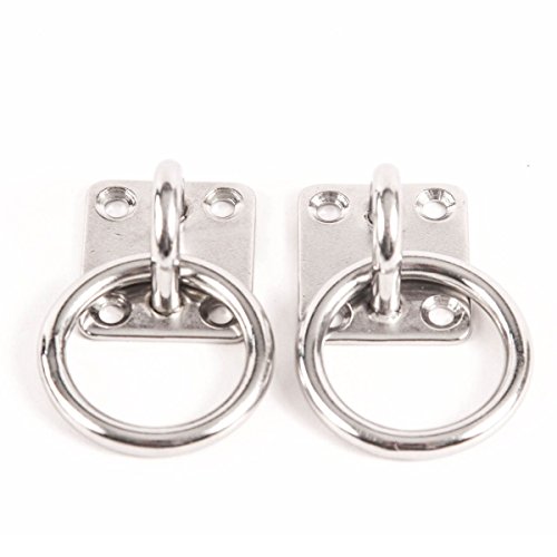 2 Stainless Steel 6mm Square Eye Plates W Ring 1 4 Marine 316 Ss Boat Rigging