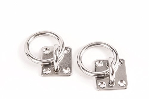2 Stainless Steel 6mm Square Eye Plates W Ring 1 4 Marine 316 Ss Boat Rigging