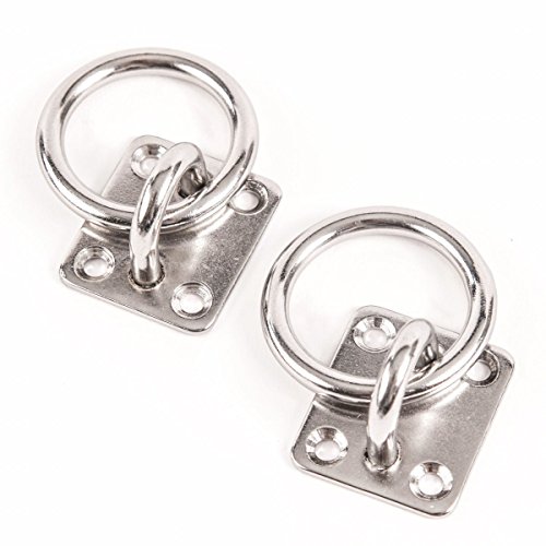 2 Stainless Steel 6mm Square Eye Plates W Ring 1 4 Marine 316 Ss Boat Rigging