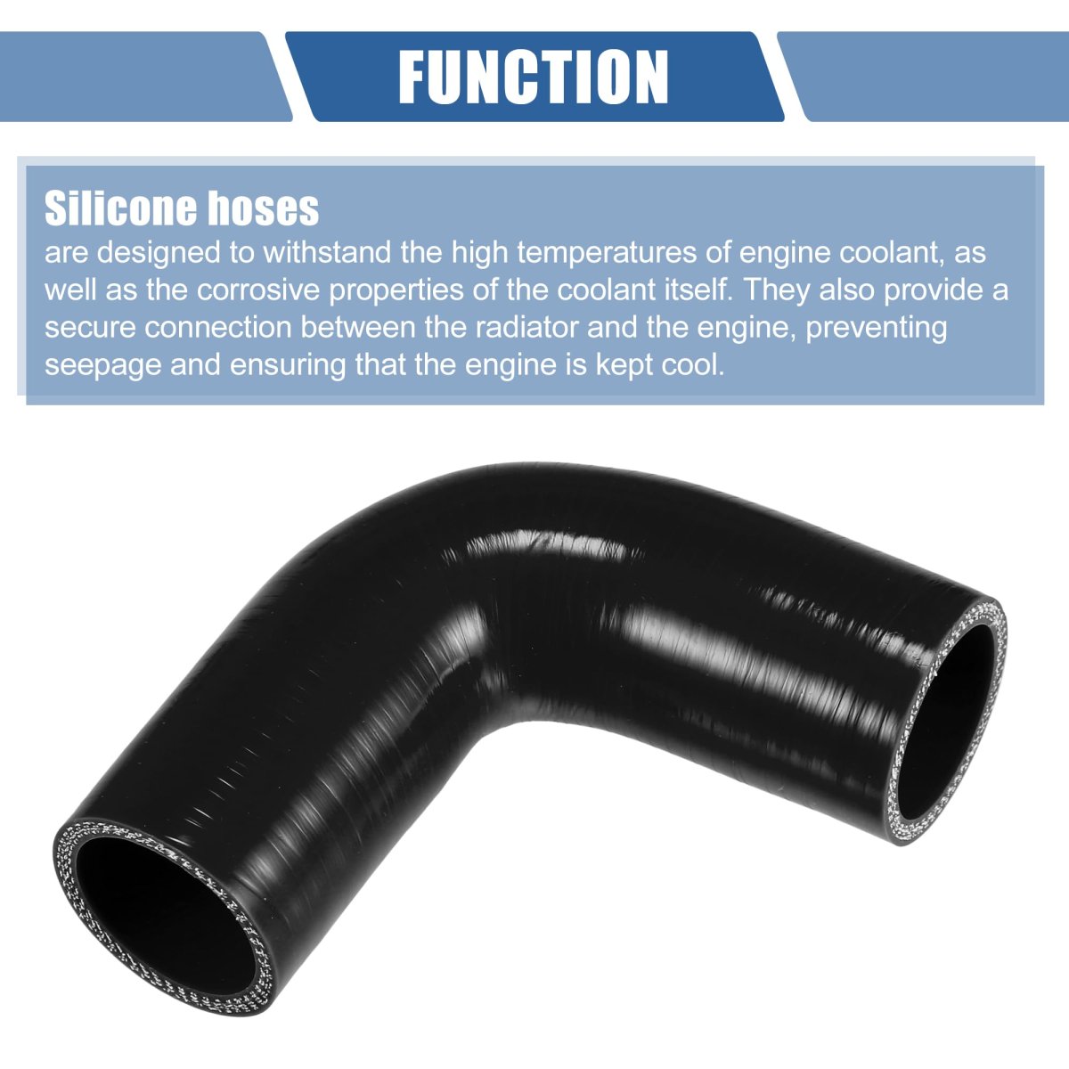1 Pcs 38mm 50 Id 90mm 3 54 Length 90 Degrees Black Car Silicone Hose Coolant Universal