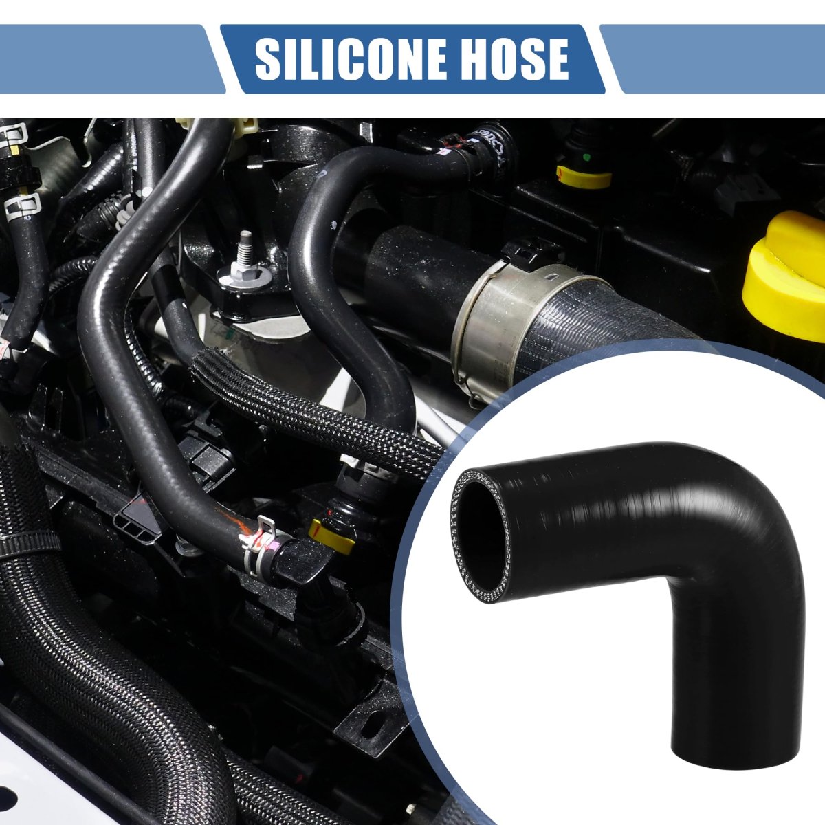 1 Pcs 38mm 50 Id 90mm 3 54 Length 90 Degrees Black Car Silicone Hose Coolant Universal