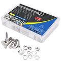 Glarks 510 Pieces Flat Hex Stainless Steel Screws Bolts Nuts Lock And Gasket Washers Assortment Kit