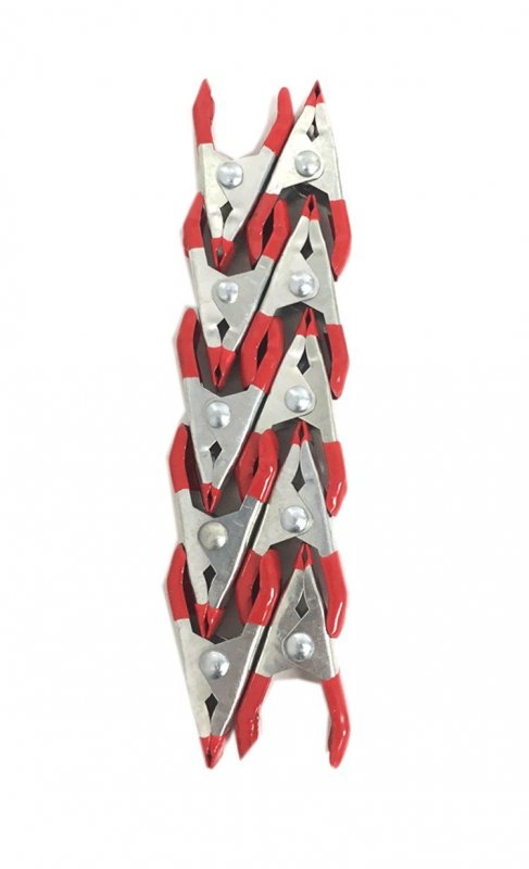 2 In Mini Clips Metal Spring Clamps 10 Piece Set Red Metallic Protective Vinyl Tips Extra Strong Action For Tarps And Hardware
