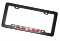 Black Carbon Fiber Look License Plate Frame With 3 8 L67 Red On Silver Highly Polished Real Aluminum Emblem