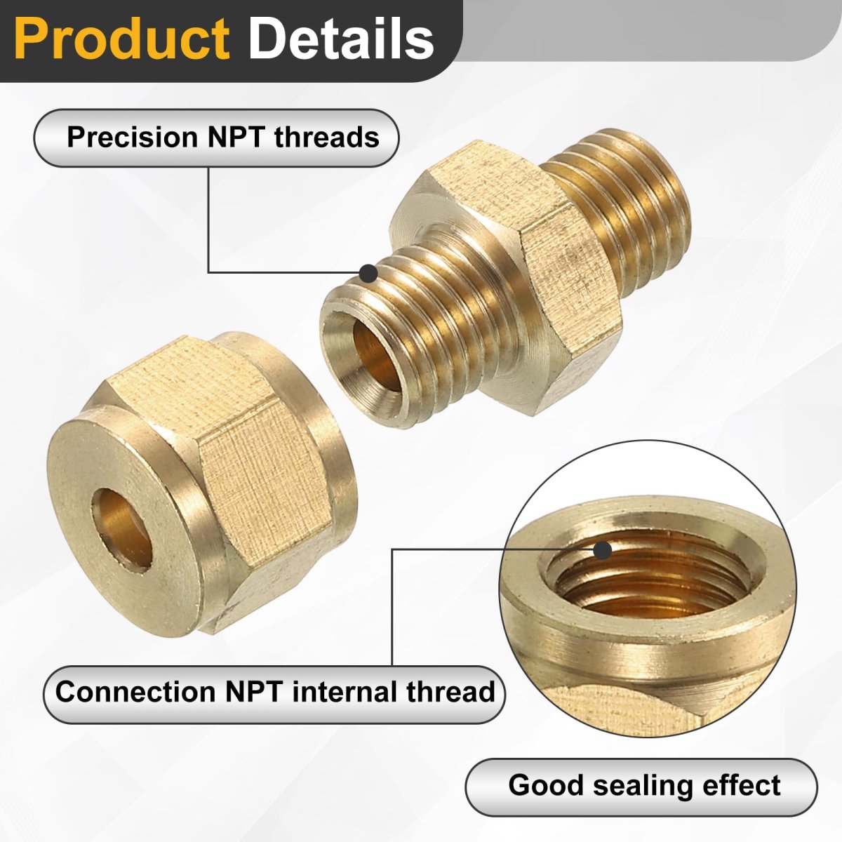 5pcs Brass Compression Tube Fitting 4mm Od Npt Thread Union Sleeves Straight Coupling Adapter