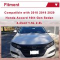 Hecasa Front Grille Cover Compatible With 2018 2019 2020 Honda 10th Accord Sedan 4dr W Eyelid Molding Trim Lip Bumper Glossy