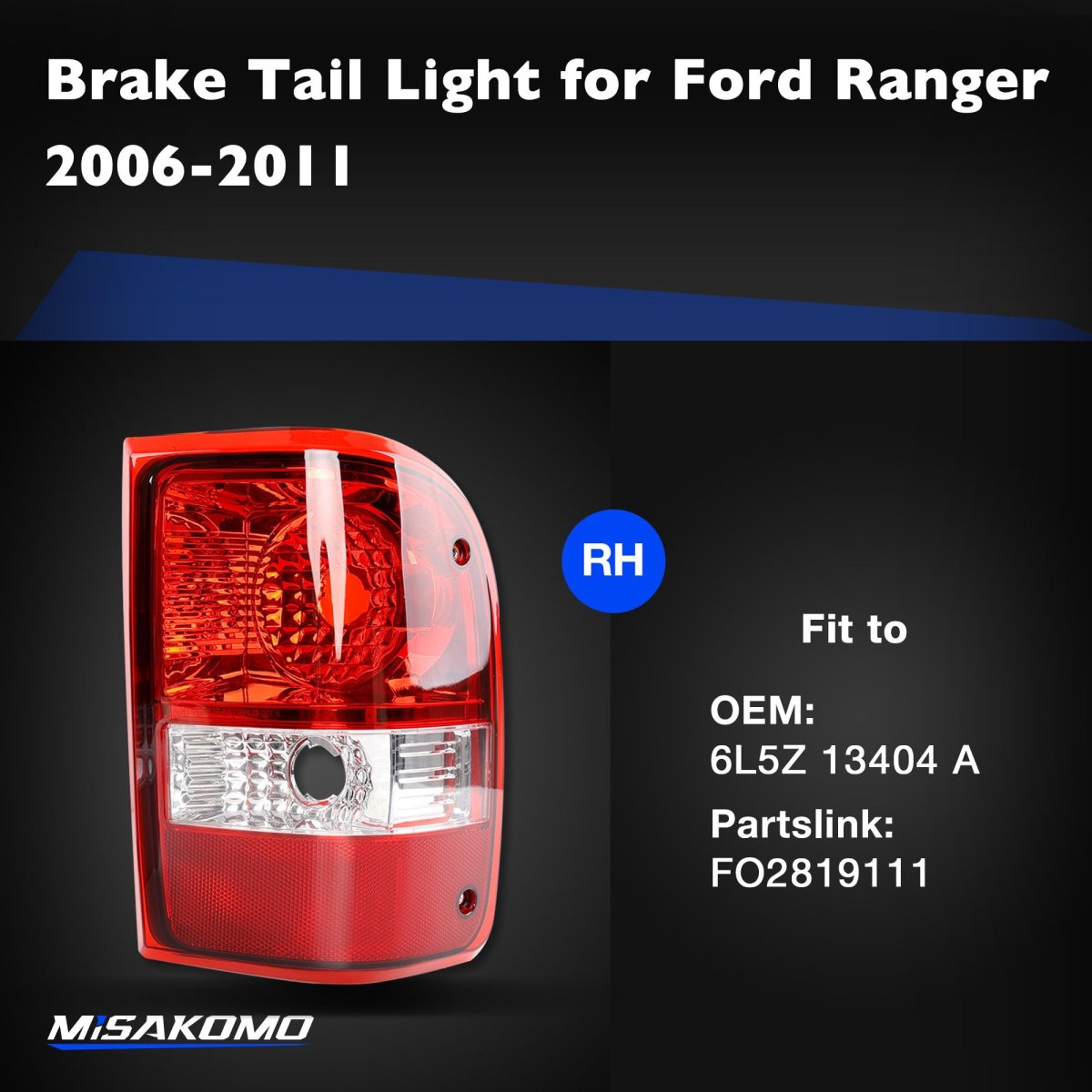 Tail Light For Ford Ranger 2006 2007 2008 2009 2010 2011 Passenger Right Replaces 6l5z 13404 A And Fo2819111 Waterproof Rear