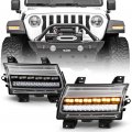 Acanii For 2-bulbs Halogen Upgrade 2018-2022 Jeep Wrangler Jl Black Led Parking Sequentia Turn Signal Lights Lamps