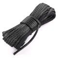 Winch Rope Replacement 9000 Lbs Strength 7mm Diameter Synthetic 15m Length With 36 In Protective Sheath Black 