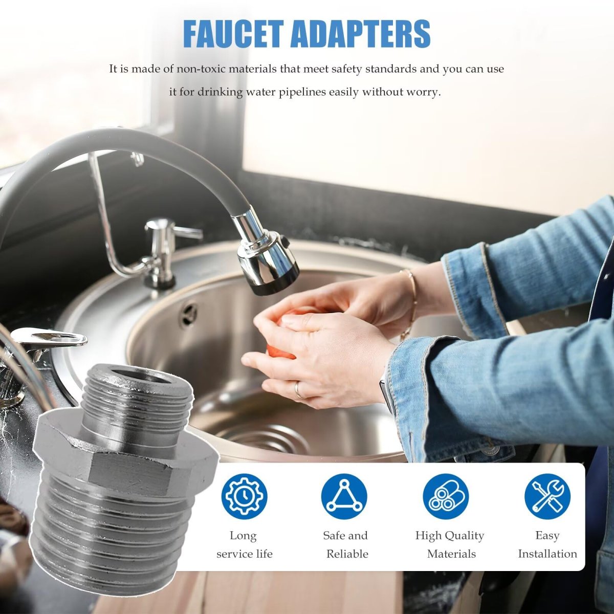 2 Pack Heavy-duty Nickel Plated Brass Adapter 1 To 3 8 Male Compression Fitting Leak-proof Compatible For Rv Kitchen Includes