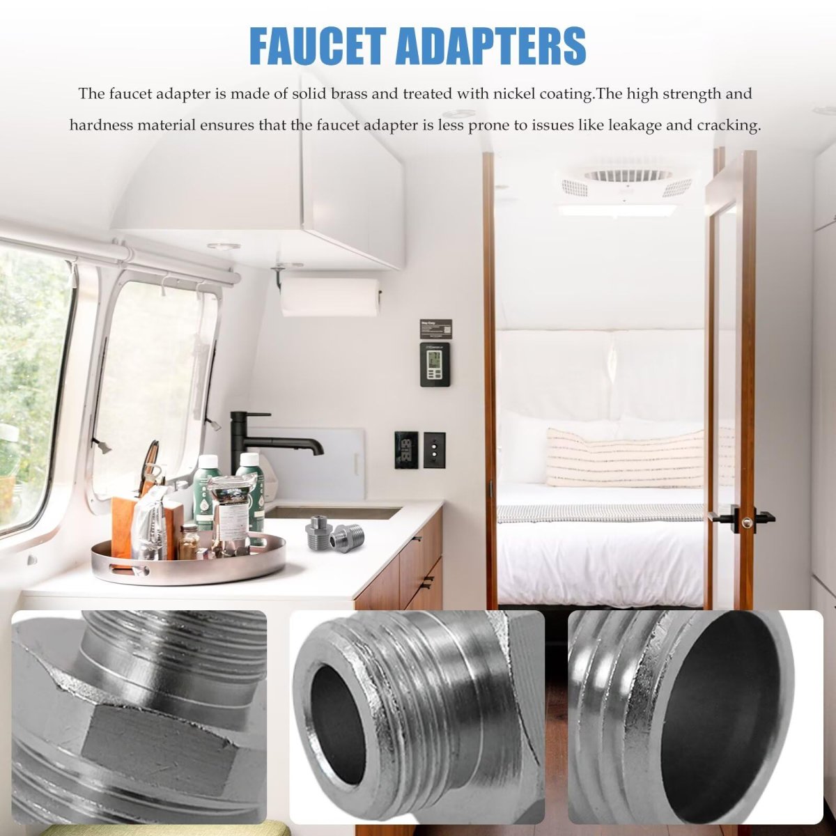 2 Pack Heavy-duty Nickel Plated Brass Adapter 1 To 3 8 Male Compression Fitting Leak-proof Compatible For Rv Kitchen Includes