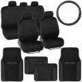 Bdk Black Combo Fresh Design Matching All Protective Seat Covers 2 Front 1 Bench Ergonomic Steering Cover Piece Heavy 