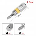 Uxcell 4pcs 25mm Long 1 4 Hex Shank T9 Security Torx High Quantity Screwdriver Bits S2 Alloy Steel