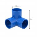 Uxcell 3-way Elbow Pvc Pipe Fitting Furniture Grade 40mm Size Tee Corner Fittings Blue 2pcs