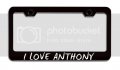 I Love Anthony Relationship Metal License Plate Frame Tag Holder H24