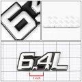 Metal Emblem Decal Logo Trim Badge 6 4l Silver Letter Black Background