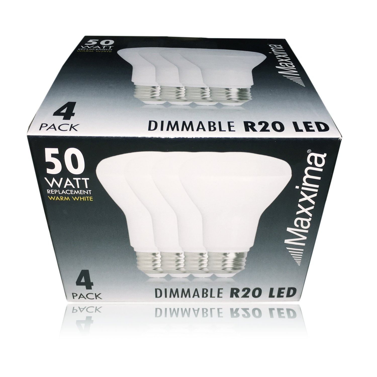 Maxxima Led Br20 50 Watt Equivalent Dimmable 7 Warm White R20 600 Lumens Energy Star 3000k Pack Of 4