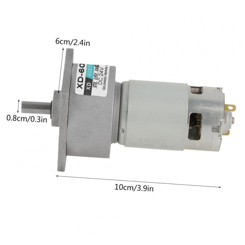 24v Mini Dc Gear Motor 35w Metal Speed Adjustable Large 200rpm Clockwise Counterclockwise Rotation Pure Copper Wire Coil