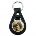 Graphics More Black Leather Labrador Retriever Trio Dogs Portrait Keychain