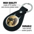 Graphics More Black Leather Labrador Retriever Trio Dogs Portrait Keychain