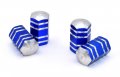 Blue Aluminum Universal Valve Caps With 4 Stripes 