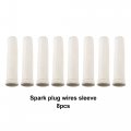X Autohaux 8 Pcs High Heat Shield Engine Spark Plug Wire Boots Protector Sleeve Cover For Car White