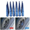 Carmocar 24 Pcs Wheel Spike Lug Nuts Mm X 5 For Chevy Silverado Tahoe 4 4 Tall With 1 Socket Key Blue