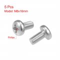 Uxcell M8x16mm Machine Screws Pan Phillips Cross Head Screw 304 Stainless Steel Fasteners Bolts 5pcs