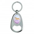 Graphics More Personalized Custom 1 Line Unicorgi Unicorn Corgi Keychain Chrome Metal Spinning Oval Bottle Opener