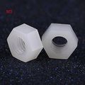 100 Pcs Nylon Hex Nut Metric Thread Hexagon Fastener Professional Hardware White M2 5 M3 M4 M5 M6 M8m3 