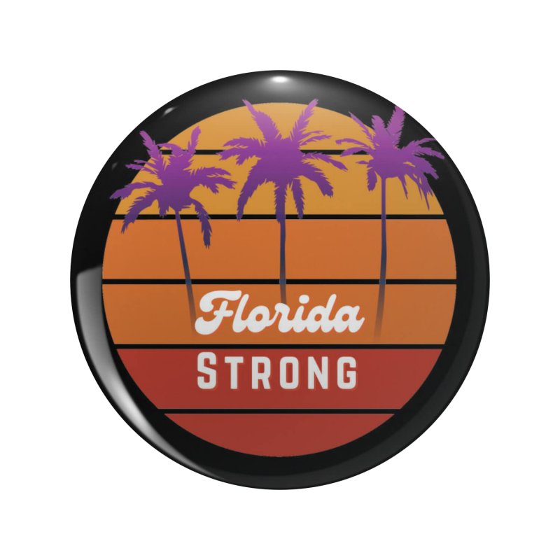 Florida Strong Retro Sunset Keychain Double Sided Stainless Steel 3d Resin Round Key Ring 1 25 In Diameter