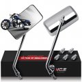 Universal Motorcycle Rear View Mirrors 10mm 8mm Chrome Rectangle Side With 360 Degrees Adjustable Ball Joint For Street Bike 