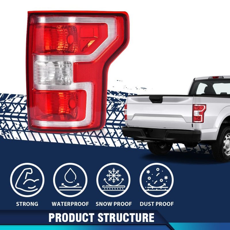 Rear Tail Lamp Light For Ford F150 2018 2019 2020 Passenger Side Right Red Lens Chrome Housing Jl3z13404h Fo2801265