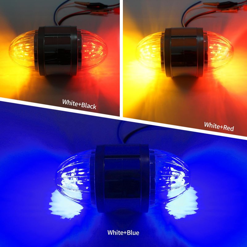 2pcs 17 Led Double Face Dual Revolution Amber Red Turn Signal And Marker To Blue Auxiliary Watermelon Lights Clear Lens With