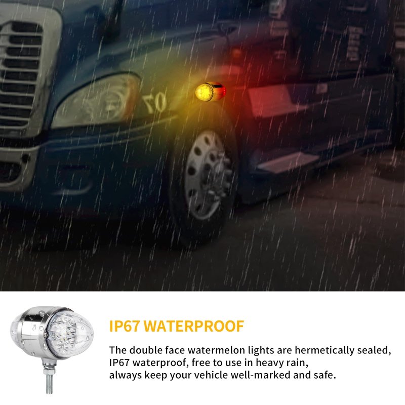 2pcs 17 Led Double Face Dual Revolution Amber Red Turn Signal And Marker To Blue Auxiliary Watermelon Lights Clear Lens With