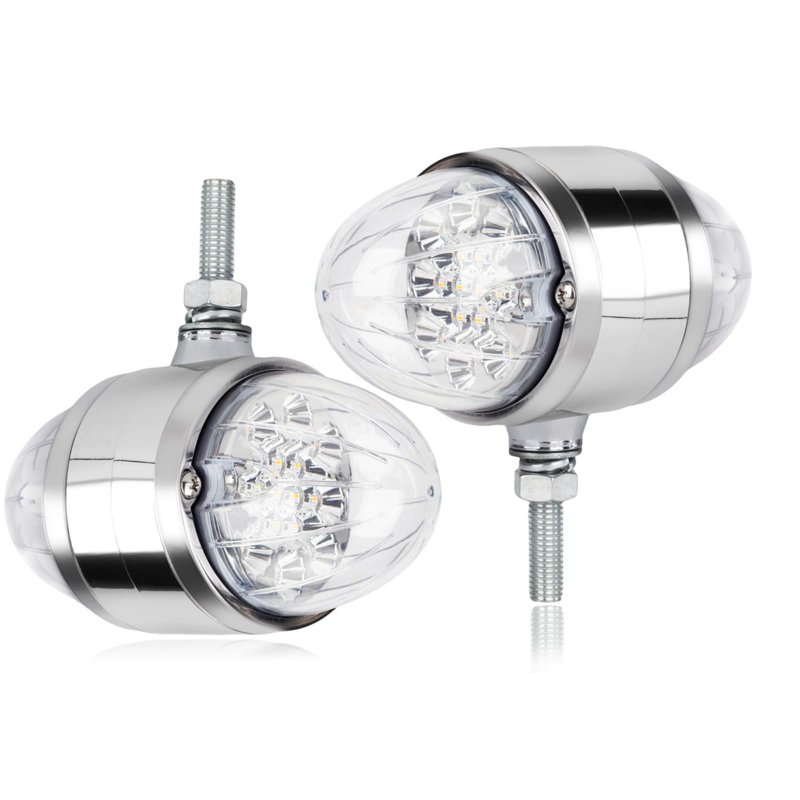 2pcs 17 Led Double Face Dual Revolution Amber Red Turn Signal And Marker To Blue Auxiliary Watermelon Lights Clear Lens With