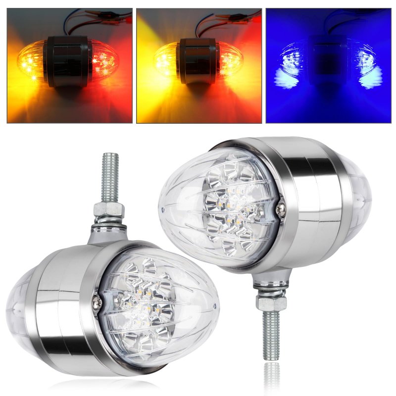 2pcs 17 Led Double Face Dual Revolution Amber Red Turn Signal And Marker To Blue Auxiliary Watermelon Lights Clear Lens With