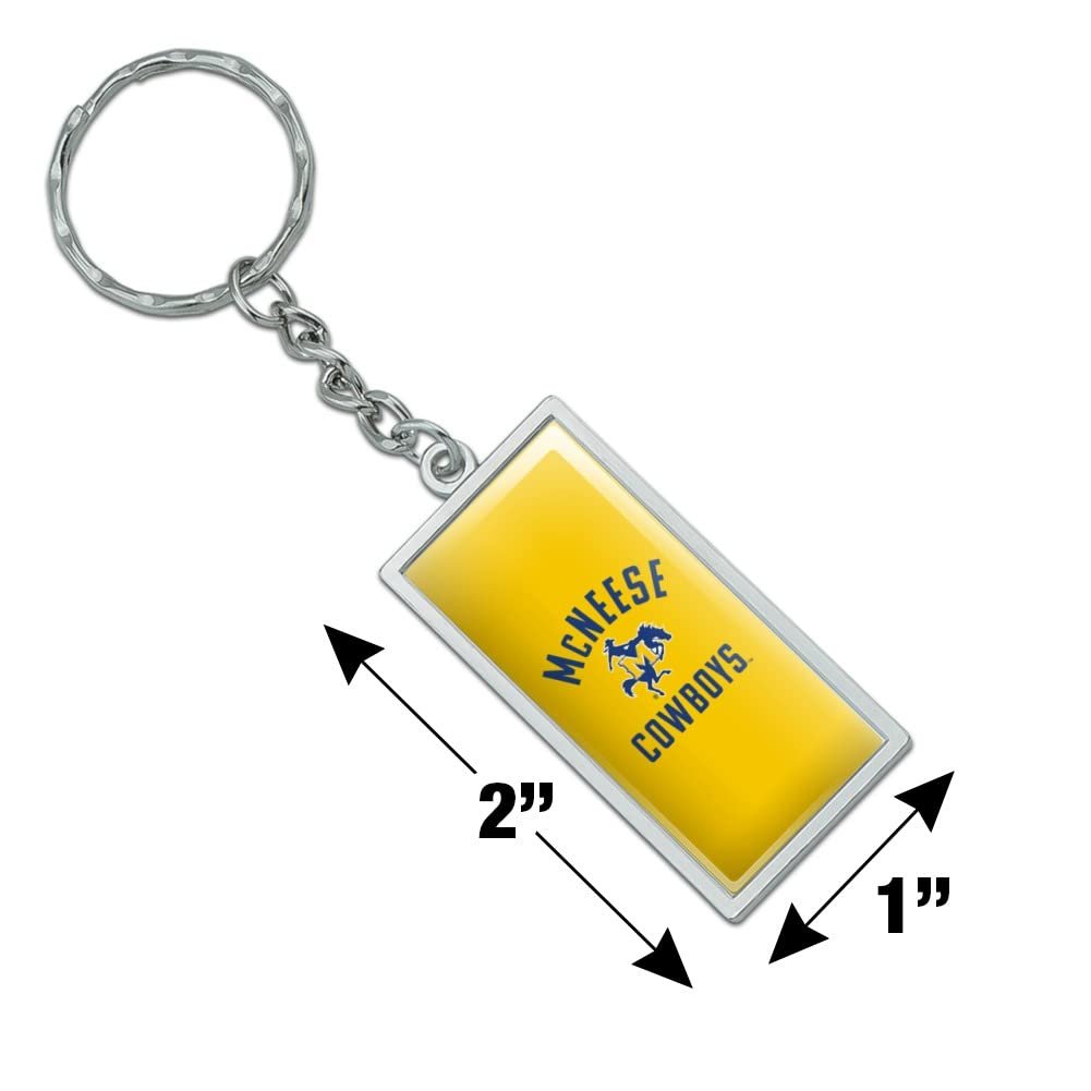 Mcneese State University Cowboys Logo Rectangle Keychain Chrome Plated Metal With Resin Top 2in X 1in