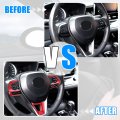 X Autohaux 3 Pcs Abs Plastic Red Interior Steering Wheel Cover Trim For Toyota Corolla 2020-2022 Inner Decoration Auto