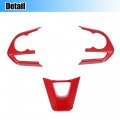 X Autohaux 3 Pcs Abs Plastic Red Interior Steering Wheel Cover Trim For Toyota Corolla 2020-2022 Inner Decoration Auto