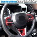 X Autohaux 3 Pcs Abs Plastic Red Interior Steering Wheel Cover Trim For Toyota Corolla 2020-2022 Inner Decoration Auto