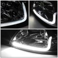 Auto Dynasty Led Drl L-bar Chrome Housing Clear Corner Projector Headlight Lamps Tool Kit Compatible With Ford Mustang 99-04