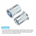 Uxcell M12 Rivet Nuts 20pcs Zinc Plated Carbon Steel Knurled Flat Head Threaded Insert For Metal Plastic