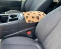 Auto Console Covers- Fits The Hyundai Santa Fe 2021-2023 Center Armrest Cover Fleece Tan With Brown Paws 