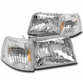 Headlights Headlamps With Corner Lamps Chrome For 1993-1997 Ford Ranger 