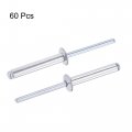 Uxcell Blind Rivets Aluminum Pull Core Decoration 5mm Diameter 30mm Grip Length Silver Tone 60pcs