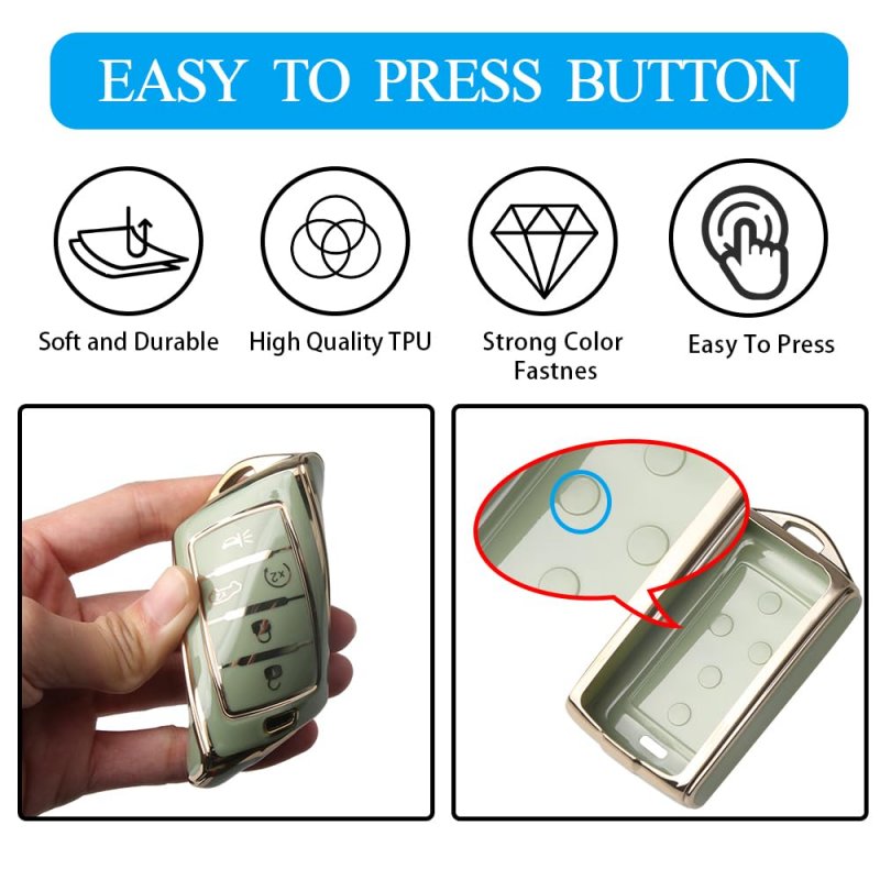 Mild East For Jeep Key Fob Cover Withchain Car Key Case Shell Protection 5 Buttons Fit Grand Cherokee Wagoneer L 2021 2022 2023