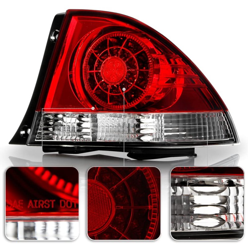 2001 2002 2003 2004 2005 Lexus Is300 Red Clear Led Tail Lights Brake Lamps Replacement Driver Passenger