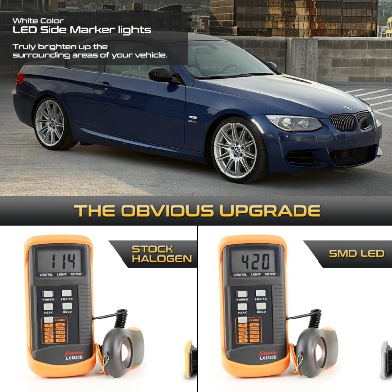 Full Led Strip Side Marker Lights For 2007 2013 Bmw 3 Series E92 E93 Chrome Housing Clear Lens Fender Parking Lamps 328i 328xi